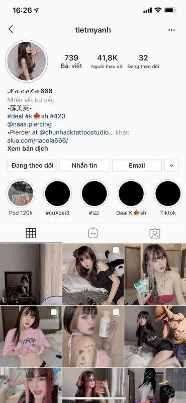 Instagram của Tiết Mỹ Anh